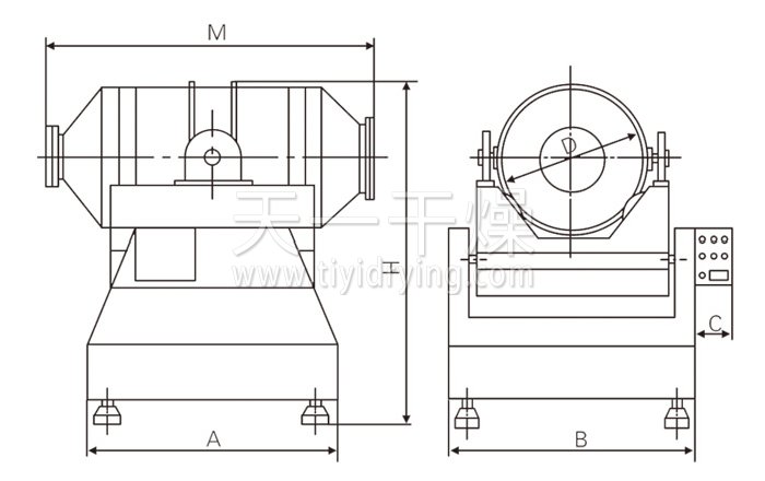 二维运动混合机结构示意图 二维运动混合机结构示意图